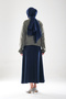 Women's Navy Blue High Waist Scuba Puff Skirt, Hijab Flared Skirt with Hidden Zipper Closure _2279 - 7