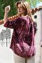 Italian Burgundy Judge Collar Buttoned Long Sleeve Sequin Pocketed B Printed Back Long Woven Blouse 70 63 - 5