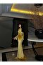 Long-Sleeved Dress with Fish Cut and Deep Slit Detail 583062 Yellow - 4