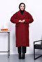 Burgundy Double-Breasted Collar Lined Cashmere Coat - 2