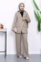 Khaki Buttoned Jacket and Pants Set