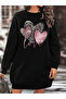 Leopard Heart and Love Printed Sweatshirt Dress Women - 3