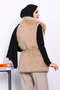 Biscuit Lined Belted Fur Vest - 4