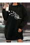 Kalp Printed Hooded Sweatshirt Dress Women