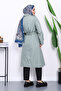 Çağla Kravuze Collared Trench Coat with Belted Waist and Buttons - 4