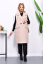 Beige Double-Breasted Collar Lined Cashmere Vest - 2