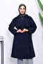 Navy Blue Kravuze Collar Belted Pocketed Trench Coat - 3