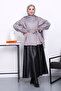 Gray Sleeve Epauletted Lined Suede Jacket - 2
