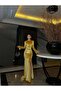 Long-Sleeved Dress with Fish Cut and Deep Slit Detail 583062 Yellow