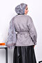 Gray Sleeve Epauletted Lined Suede Jacket - 4