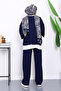 Navy Blue T-Shirt, Underwear, and Pants Three-Piece Combination Set - 4