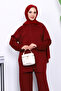 Burgundy Zippered Tunic and Pants Scuba Suit - 3