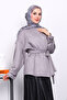 Gray Sleeve Epauletted Lined Suede Jacket - 3