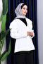 Ecru Shoulder Pad Button Jacket - 3
