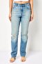 Women Straight Fit Distressed Stretchable Denim, Blue