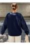 Women's Ribbon Printed Crew Neck Sweatshirt - 7