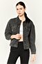 Women Washed Denim Jacket, Black