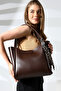 Brown Leopard Scarf Detailed Women's Shoulder Bag |   Large Size Shoulder Bag Suitable for Daily Use - 7
