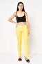 Women Regular Fit Solid Straight Leg Pants, Bright Lemon - 2