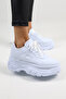 White Women's Casual Sneaker Shoes – Comfortable, Stylish and Modern High-Sole Sports Model