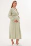 Women's Long Belted Dressing Gown with Pocket and Guipure Detail 65% Cotton 35% Viscose - 3