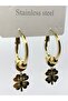 Steel Hoop Clover Earrings - 5