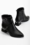 Black Short Heel Cross Strap Comfortable and Stylish Women's Boots S200 - 4