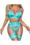 Women Lingerie Sets with Garter Belt 4 Pieces Lace Teddy Babydoll Bodysuit MG06