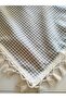 Organic Linen 100% Cotton Soft Easy-Iron Cream Fringed Gray Checkered Tablecloth - 4