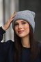 Women's Gray Soft Textured Ribbed Knitted Winter Beanie - 4
