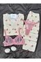 Women's Patterned Berlin Ribbed Knit Pajama Set with Underwear