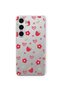 Samsung Galaxy A37 Compatible Strawberry and Heart Pattern Transparent Phone Case