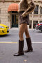 Beli̇ns Women's Brown Leather Riding Boots - 7