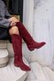 Castro Women's Burgundy Genuine Leather Suede Western Boots - 3