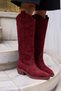Castro Women's Burgundy Genuine Leather Suede Western Boots - 6