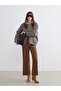 Mg trend'en lcw waikiki brown shirt collar herringbone pattern women's stamp jacket - 2