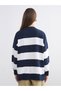 Lcw modest blue striped crew neck oversize women's knitwear sweater - 4