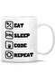 Funny Mug Eat Sleep Code Repeat 11oz Ceramic Coffee Mug Gift for Programmers and Engineers