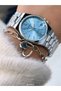 Women's Wristwatch, Yellow Steel Band, Blue Dial, Calendar, Bracelet Gift - 4