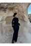 V-Neck Long Sleeve Maxi Length Stretchy Stretch Fabric Plain Elegant Tassels Dress - 3