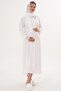Women's Ecru Lace Long Sleeve Special Design Maternity Nightgown with Hidden Nursing Feature - 2