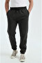 Black Men's Regular Sweatpants with Elasticated Cuffs, 3 Thread Soft Cotton Fabric - 4