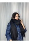 Pasta Style Tassel Thick Winter Black Wool Scarf & Shawl - 6