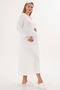 Women's Ecru Lace Long Sleeve Special Design Maternity Nightgown with Hidden Nursing Feature - 4