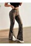Women's High Waist Leopard Print Slit Diving Leggings - 2