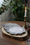 Set of 6 Linen Fabric Leaf Pattern Embroidered Coffee Side Cocktail Napkins & Coasters Smoke - 4