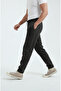 Black Men's Regular Sweatpants with Elasticated Cuffs, 3 Thread Soft Cotton Fabric - 6