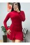 Women's Long Sleeve Turtleneck Mini Ruffle Sandy Dress - 2