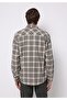 Regular Fit Shirt Neck Plaid Men's Beige Long Sleeve Shirt - 2