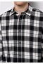 Regular Fit Shirt Neck Plaid Men's Black Long Sleeve Shirt - 4